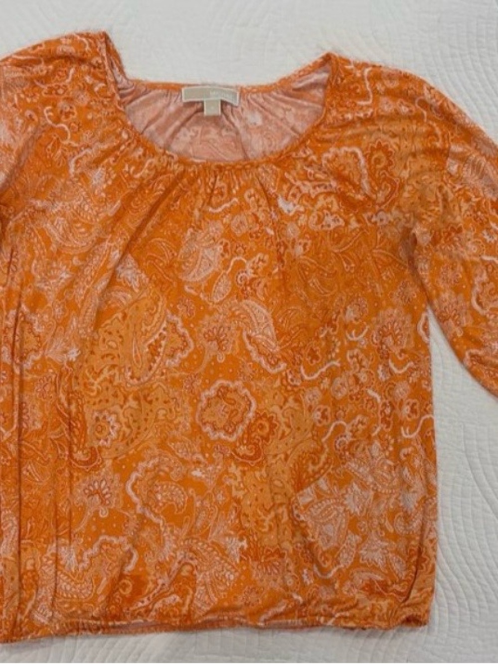 Michael Kors Women’s Orange Paisley Scoop-Neck Top sz medium